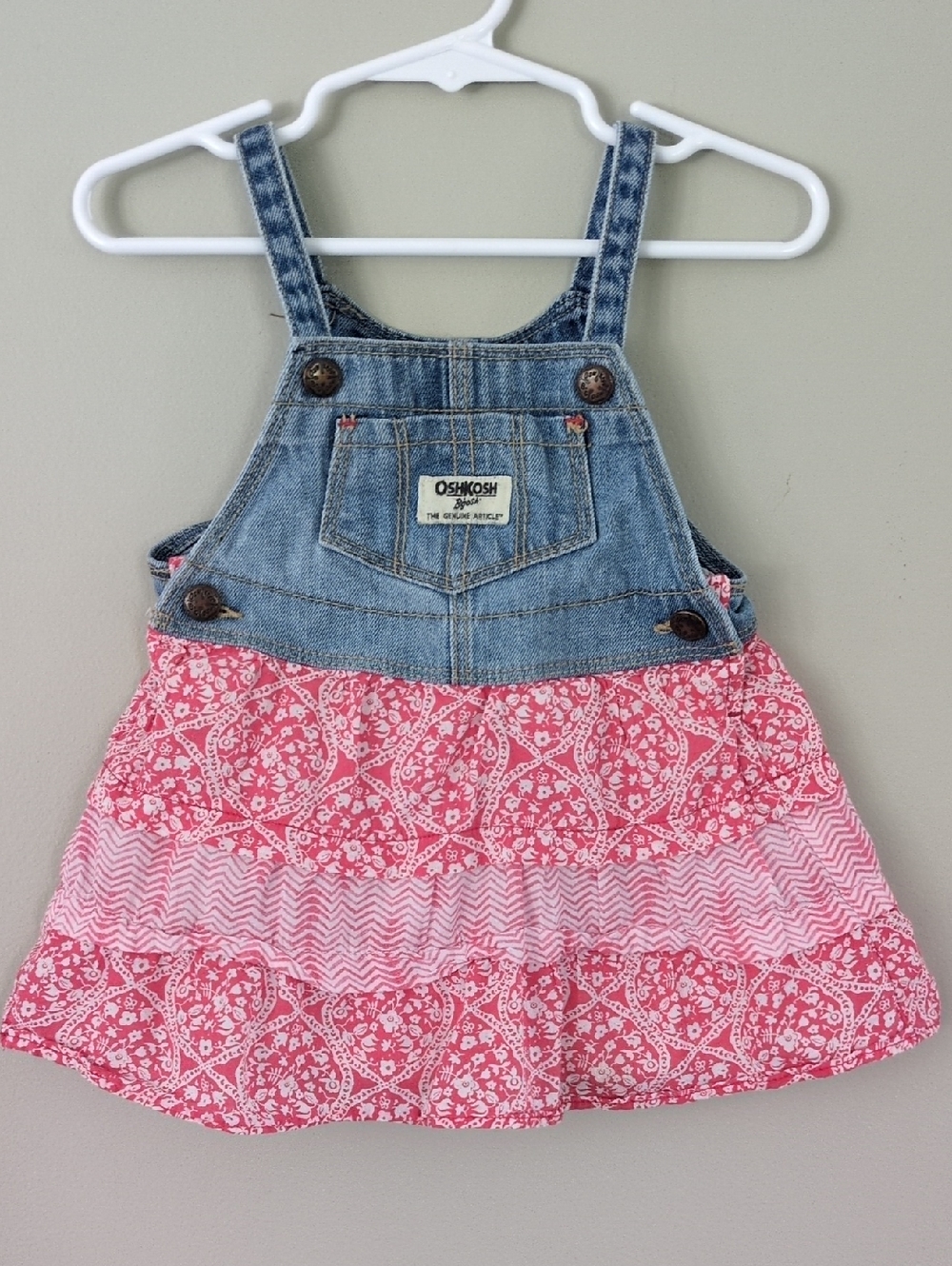 Oshkosh B'gosh Overall Dress Tiered Skirt Size 12 Months